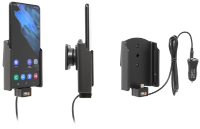 Brodit Aktywny uchwyt z kablem USB i adapterem do gniazda zapalniczki, Samsung Galaxy S21+ 5G SM-G996B/SM-G996B/DS
