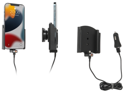 Brodit Aktywny uchwyt z kablem USB i adapterem do gniazda zapalniczki, Apple iPhone 13 Pro Max/14 Plus/14 Pro Max