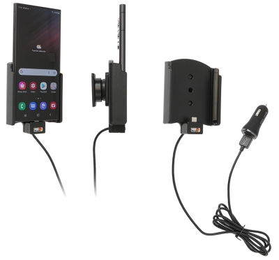 Brodit Aktywny uchwyt z kablem USB i adapterem do gniazda zapalniczki, Samsung Galaxy S22 Ultra 5G (SM-S908B/SM-S908B/DS)
