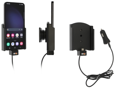 Brodit Aktywny uchwyt z kablem USB i adapterem do gniazda zapalniczki, Samsung Galaxy S23+ SM-S916B/DS