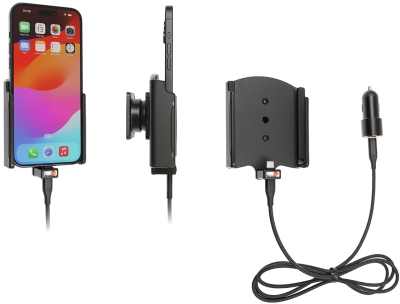 Brodit Aktywny uchwyt z kablem USB i adapterem do gniazda zapalniczki, Apple iPhone 15 Plus