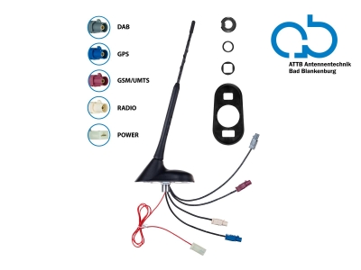 Antena dachowa AM/FM DAB+ GNSS UMTS 12V aktywna