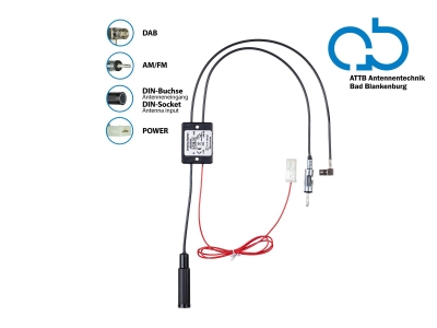 Rozgałęźnik antenowy AM/FM DAB+, DIN(k)>DIN(m)/SMB(k)