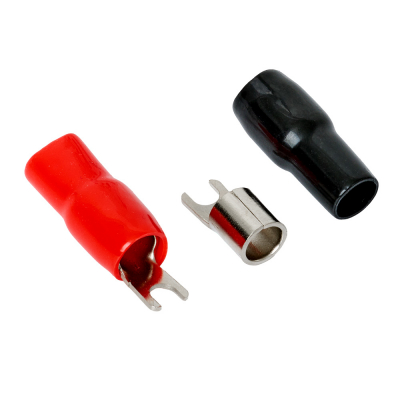 Auto-Connect czerwono-czarna widełkowa końcówka kablowa, 21 mm²