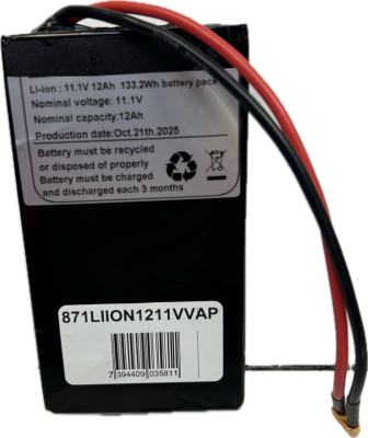 Akumulator Li-ion vap 12,6 (11,1 V) 12 Ah (BMS), (2,2 h do lampy 2xE30)