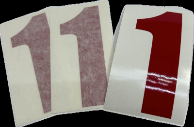 Nizled naklejka z numerem czerwony 1 10x5cm