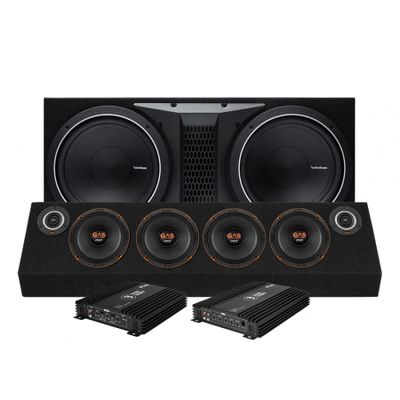 Zestaw basowy Rockford Fosgate P1-2x12 i PSB4645 raggarplanka z wzmacniaczem
