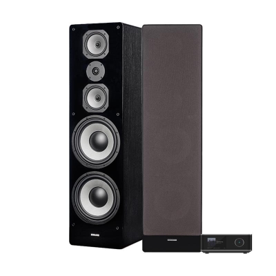 WiiM Amp Ultra z Dynavoice Challenger M-105 EX v4 w kolorze czarnym, zestaw stereo 2.0