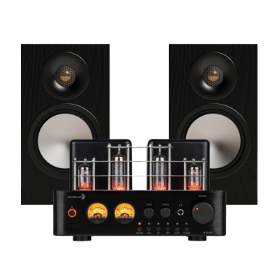Dayton Audio HTA100 z Monitor Audio Bronze 50 7G w czarnym kolorze, pakiet stereo