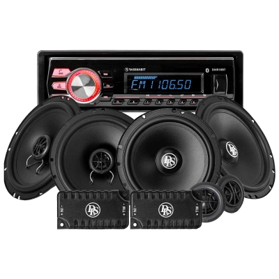Bass Habit DMR10BT pakiet car audio z głośnikami DLS przednimi i tylnymi