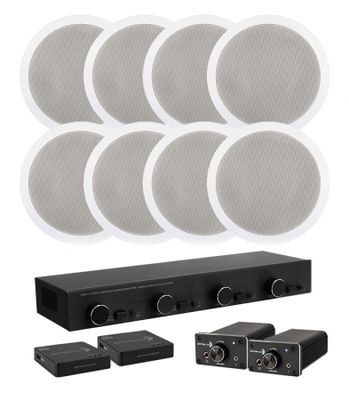 Dayton Audio DTA-120BT z przełącznikiem głośnikowym, adapterem WiFi i 4 parami głośników