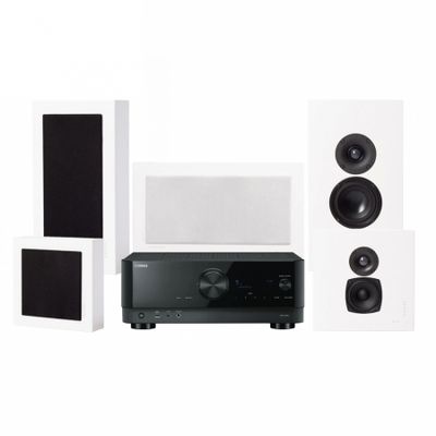 Yamaha RX-V4A & DLS Flatbox Midi zestaw kina domowego 5.0, biały