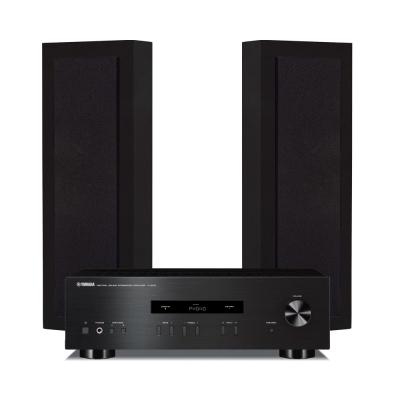 DLS Flatbox Slim Large w kolorze czarnym z Yamaha A-S201 MK II, zestaw stereo 2.0
