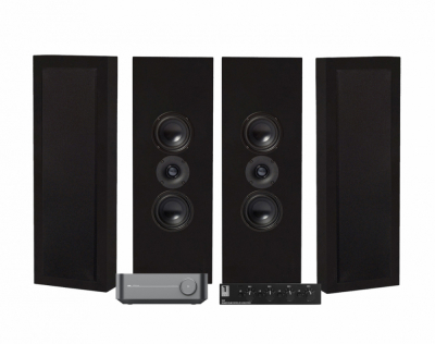 WiiM Amp, SC4B & 2 pary matowoczarnych DLS Flatbox XL