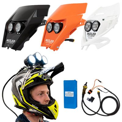 Zestaw kaskowy Nizled 2017-2023 do motocykli z 5 lampami, zestawem kaskowym, akumulatorem 15Ah-2h + ładowarką do kasku i osłoną lampy