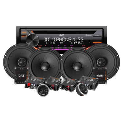 JVC KD-T922BT & zestaw przednich i tylnych głośników GAS MAX K2/X2, pakiet car audio