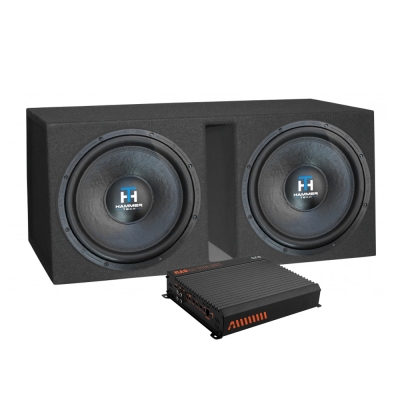 Pakiet basowy 2x15 z Hammer Tech LCW15V2D4 w skrzyni ze wzmacniaczem