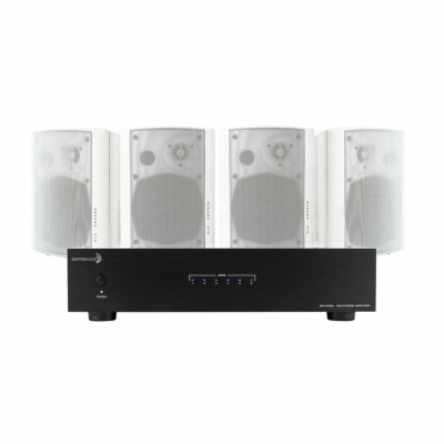 Dayton Audio MA1240 i 2 pary białych głośników zewnętrznych DLS MB5i