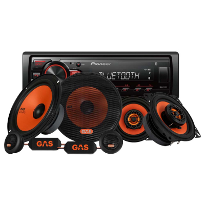 Pioneer MVH-230BT i przedni oraz tylny system GAS MAD K1, zestaw car audio