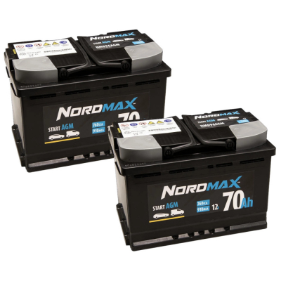 Pakiet akumulatorów, 2 szt. akumulator Nordmax AGM, 70Ah / 12V