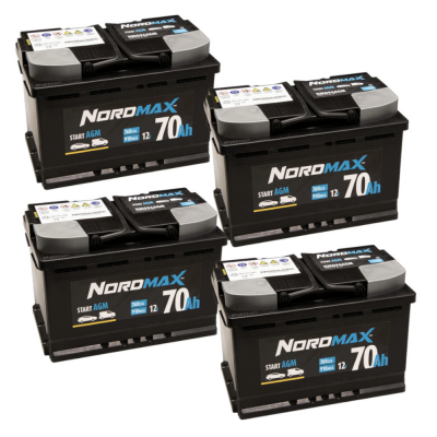 Pakiet akumulatorów, 4 szt. akumulator Nordmax AGM, 70Ah / 12V