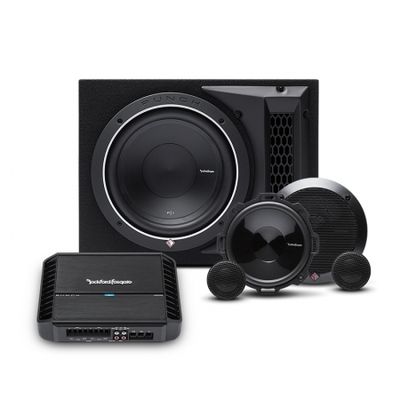 Rockford Fosgate P400X4 z 1x12 obudową basową + zestaw Punch