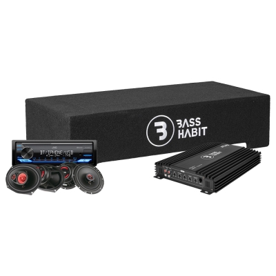 Bass Habit PL2212SR z JVC KD-X382BT, pakiet całościowy