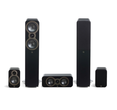 Pakiet głośników Q Acoustics 3050c 5.0 z centralnym i surround, czarny
