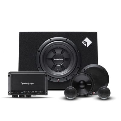 Rockford Fosgate R250X4 z obudową basową R2S-1X10 i zestawem Prime