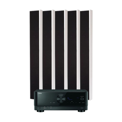 Yamaha RX-V4A i DLS Flatbox Slim XL, zestaw kina domowego 5.0, biały