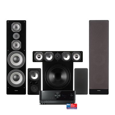 Yamaha RX-V6A i Dynavoice Challenger M-105, zestaw kina domowego 5.1, czarny