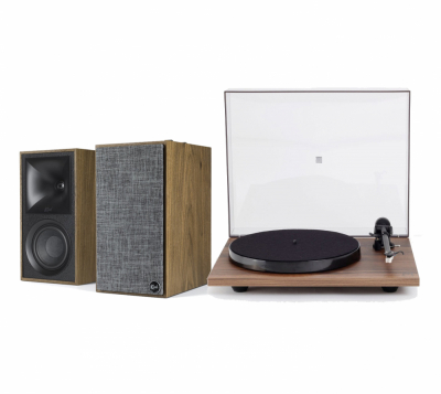 Klipsch The Fives w kolorze orzech i Rega Planar 1 Carbon, pakiet do gramofonu