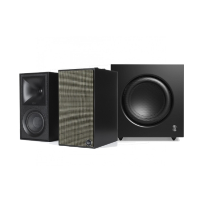 Klipsch The Fives z Audio Pro SW-10, aktywny pakiet głośników 2.1 w kolorze czarnym