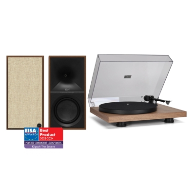 Klipsch The Sevens z Pro-Ject Debut EVO 2, pakiet winylowy w kolorze orzech