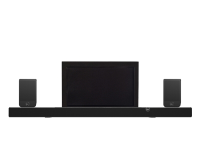 Klipsch Flexus Core 300 z głośnikami surround i DLS Flatsub, zestaw kina domowego 7.1.4