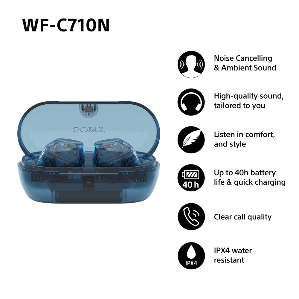 SONY WF-C710N słuchawki true wireless, Glass Blue