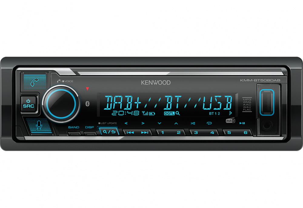 Kenwood KMM-BT508DAB, radio samochodowe z Bluetooth, DAB+ i 2 pary wyjść niskopoziomowych