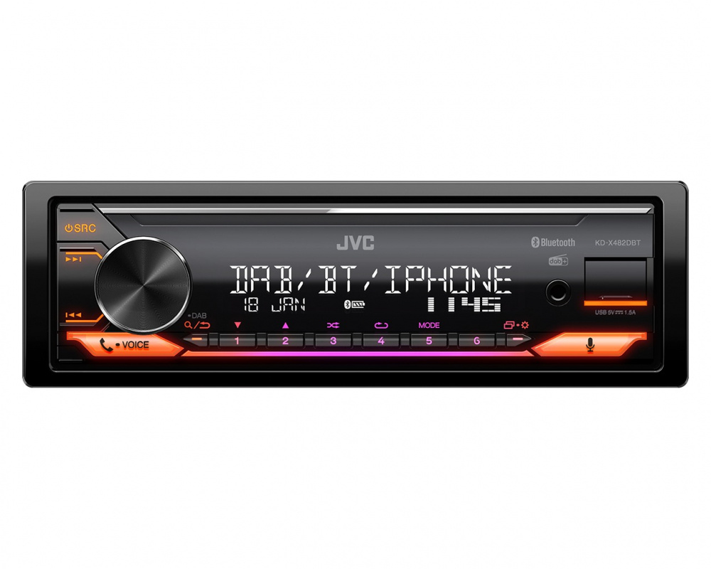 JVC KD-X482DBT radio samochodowe z Bluetooth, AUX/USB i DAB+
