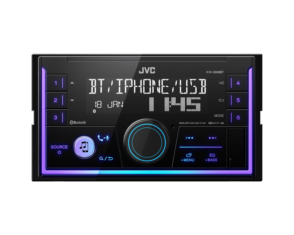 JVC KW-X850BT, radio samochodowe z Bluetooth, AUX/USB i 3 parami wyjść niskopoziomowych