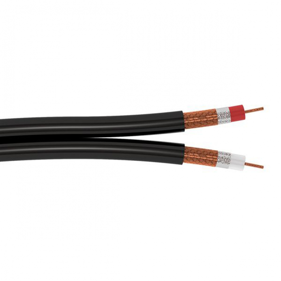 Planet Waves bezlutowy podwójny kabel koncentryczny, czarny, na metry