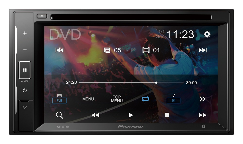 Pioneer AVH-A240BT, radio samochodowe z Bluetooth, DVD i 3 parami wyjść niskopoziomowych