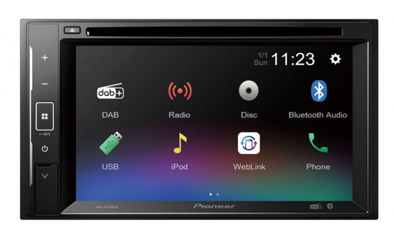 Pioneer AVH-A240DAB, radio samochodowe z Bluetooth, DVD, DAB i 3 parami wyjść niskopoziomowych