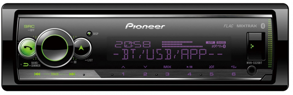 Pioneer MVH-S520BT, radio samochodowe z Bluetooth, USB/AUX i 3 parami wyjść liniowych