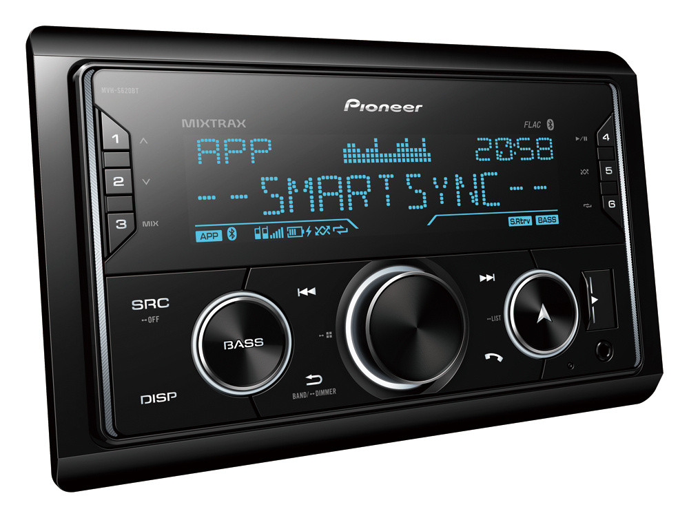 Pioneer MVH-S620BT, radio samochodowe z Bluetooth, krótka obudowa i 3 pary wyjść niskopoziomowych