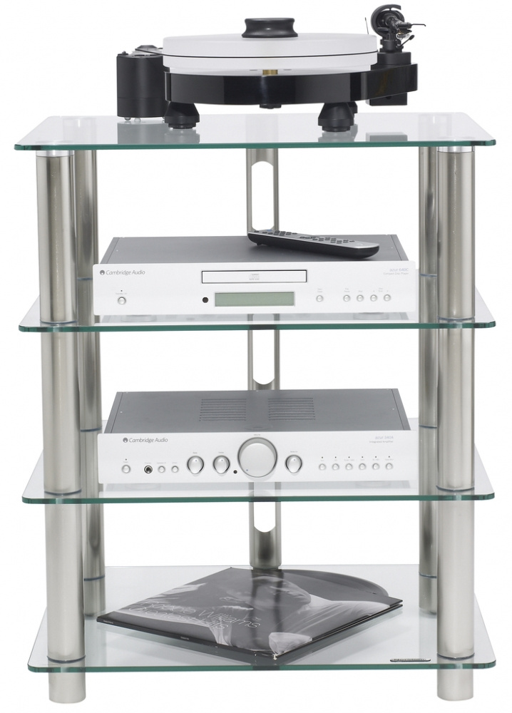 Norstone Epur 4, stojak Hi-Fi z przezroczystymi szklanymi półkami