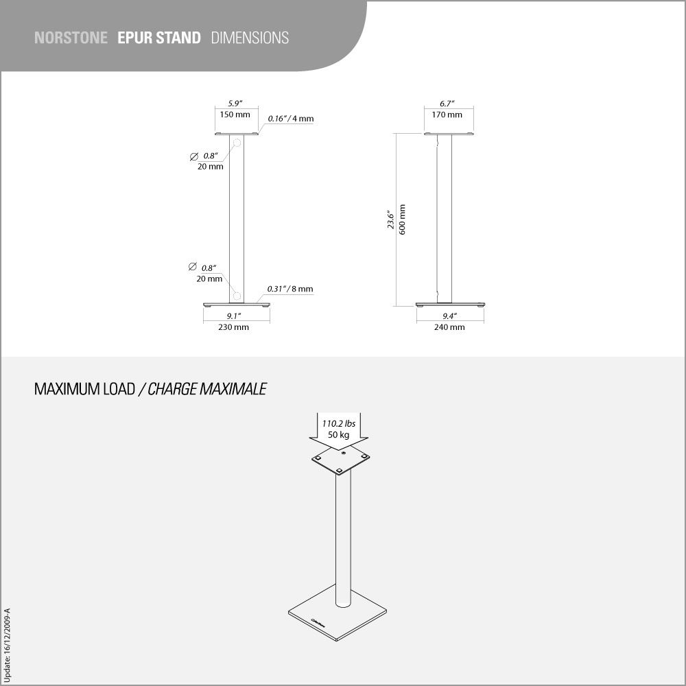 Norstone Epur Stand, statyw głośnikowy ze szklaną podstawą, wysokość 60 cm