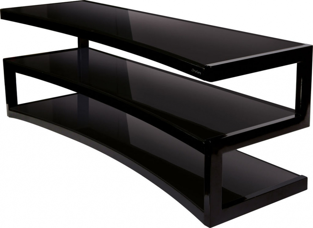 Norstone Esse Curve, stolik multimedialny w kolorze fortepianowej czerni