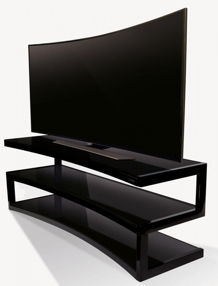 Norstone Esse Curve, stolik multimedialny w kolorze fortepianowej czerni