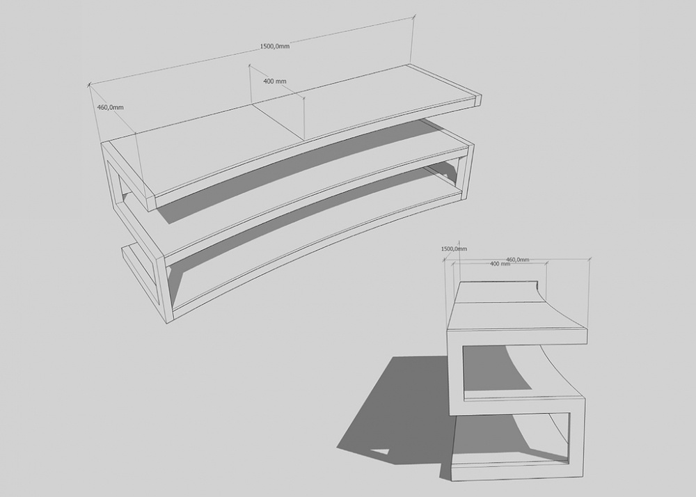Norstone Esse Curve, stolik multimedialny w kolorze fortepianowej czerni