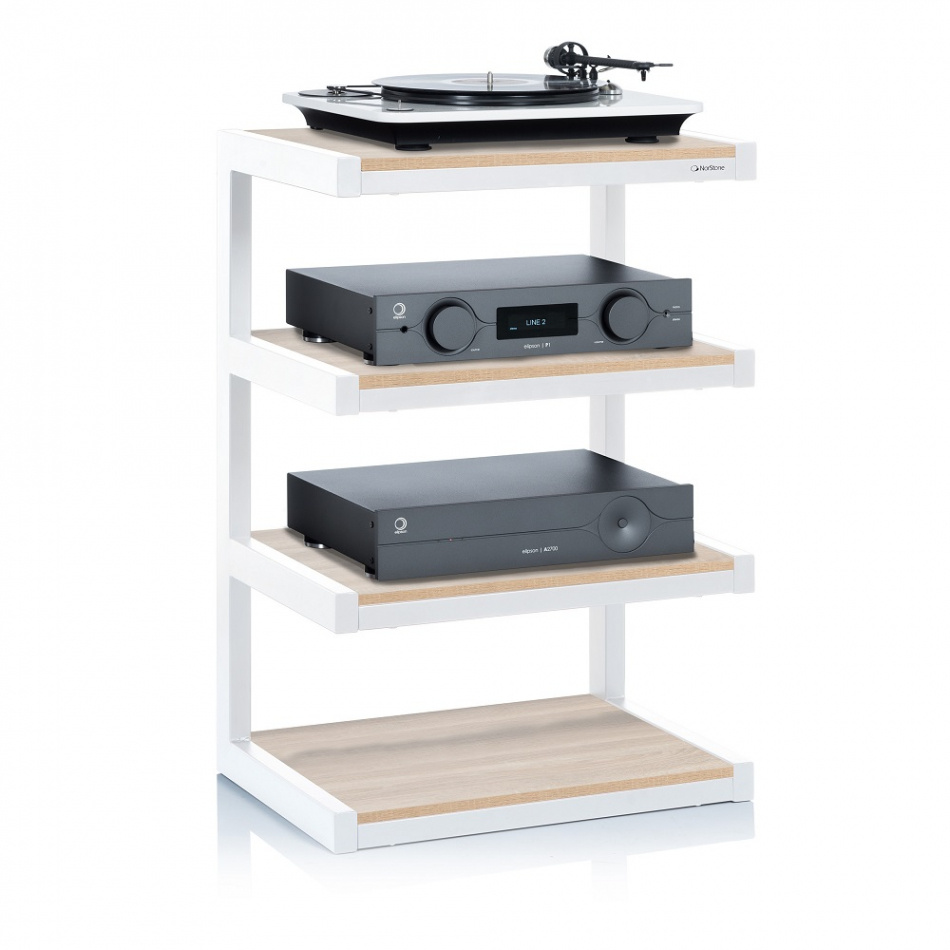 Norstone Esse Hifi, stojak Hi-Fi biały/dąb